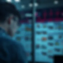 A person looking at a board filled with surprising facts and information