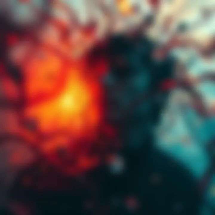 An abstract depiction of a person surrounded by swirling emotions and thoughts, capturing the essence of internal struggle with one's body.