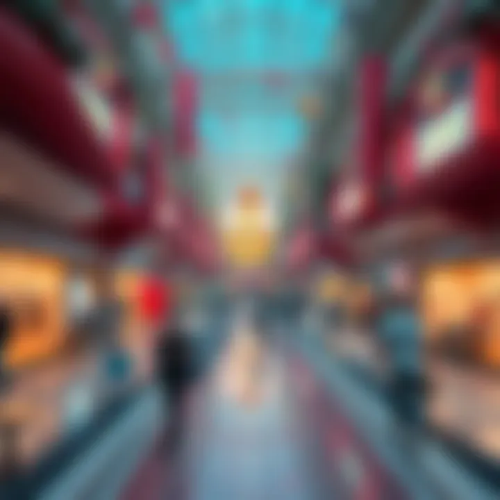 A vibrant and colorful megaplex with shops, hotels, and amusement areas, reflecting a dreamlike atmosphere.