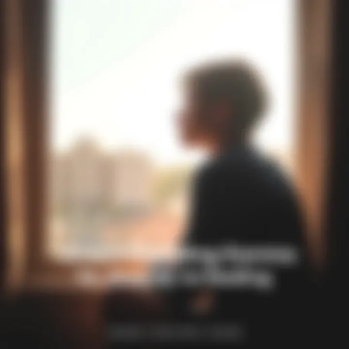 A person sitting by a window, looking contemplative, symbolizing reflection and healing. Soft light illuminates their face, highlighting a sense of empowerment and clarity.