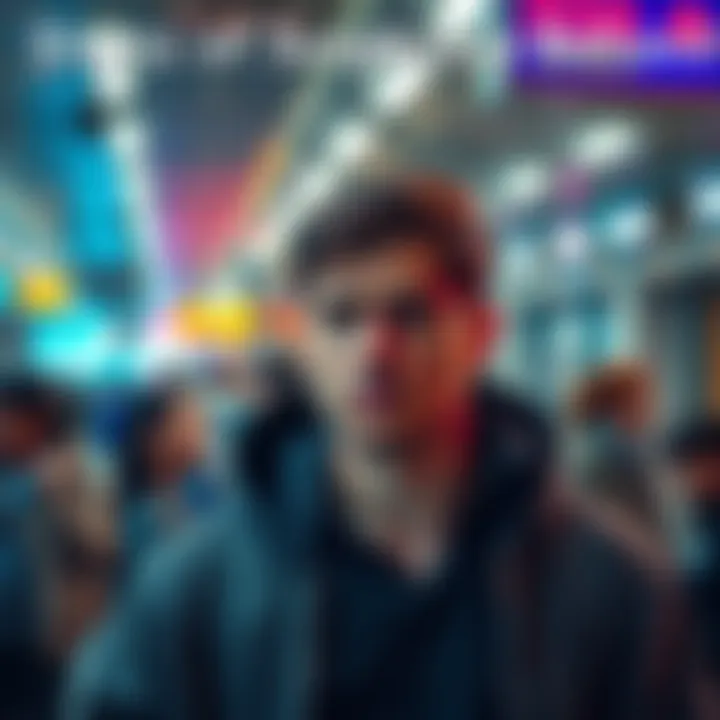 A person observing suspicious activity in a public area, looking concerned and vigilant.