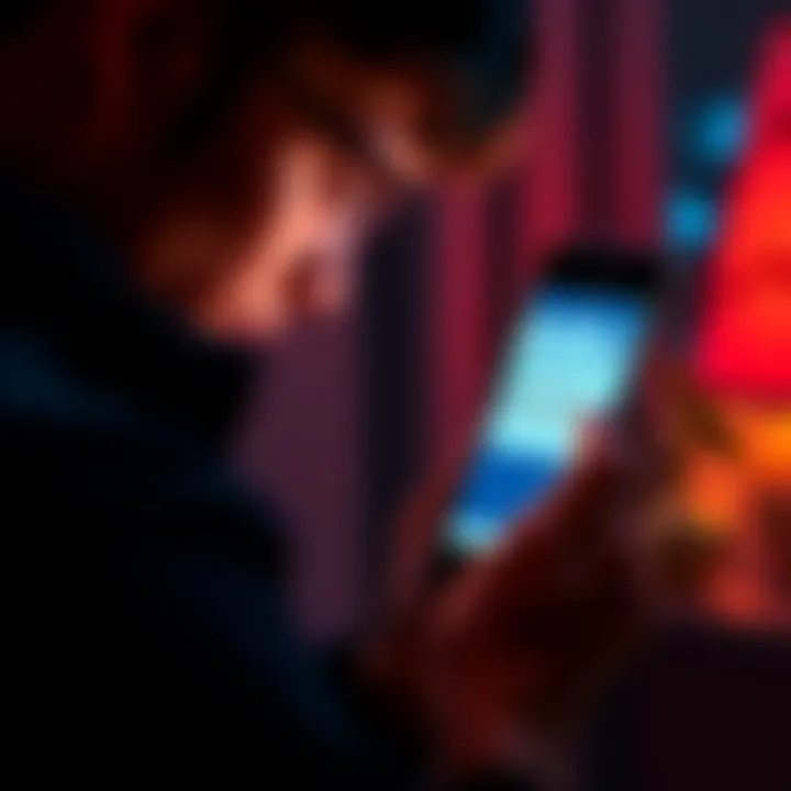 A person looking at a Facebook friend request on their phone, showing concern over a message about joining Freemasonry via Signal.