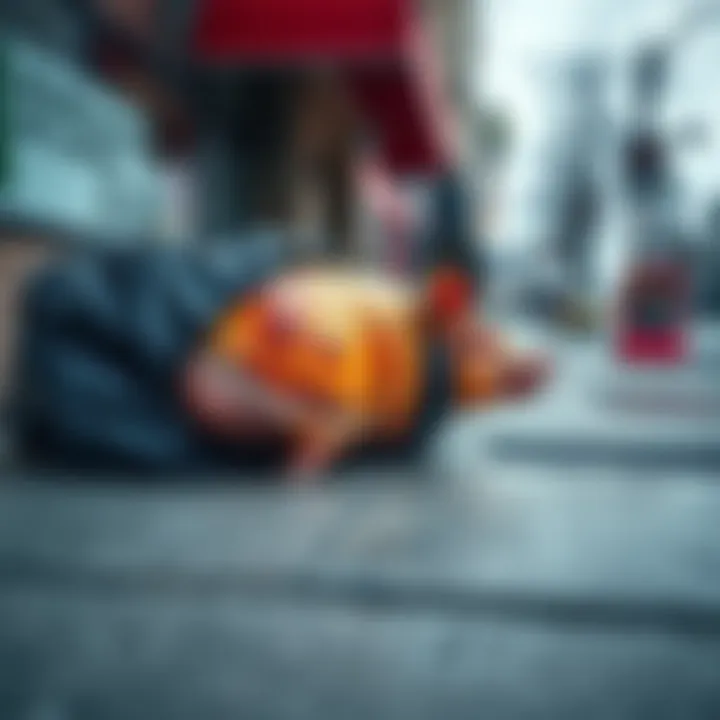 A burnt pig covered with a black garbage bag on the sidewalk near a massage business