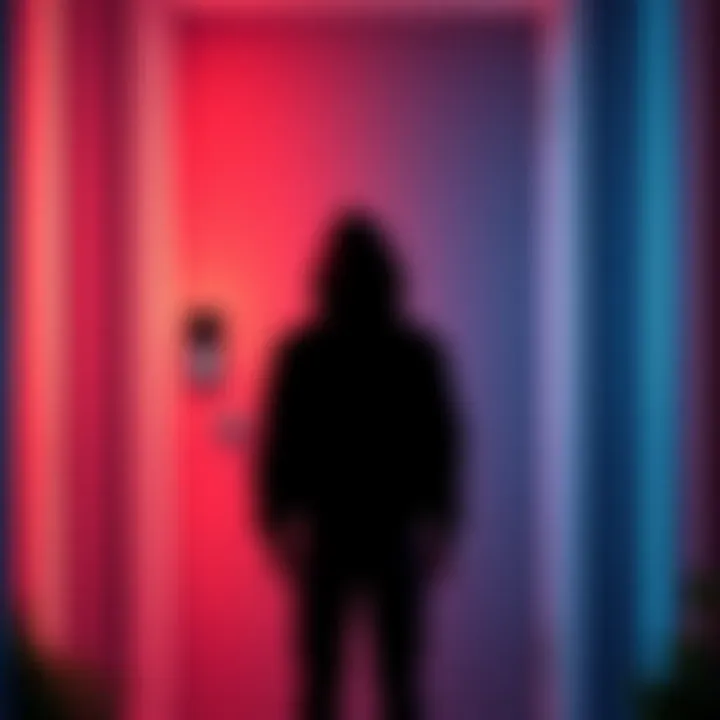 Person standing in front of a video doorbell A person appears suspiciously close to a Eufy video doorbell at a home entrance, possibly obstructing its view