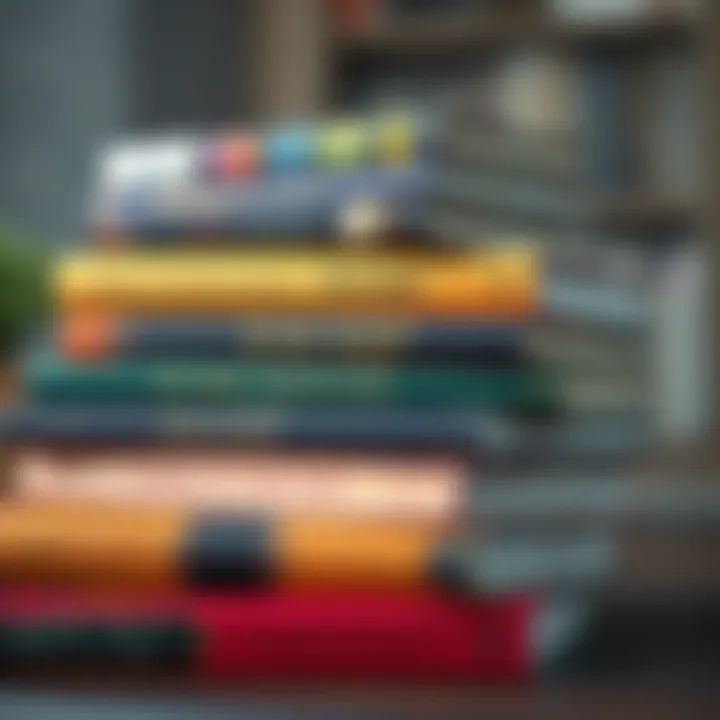 Stack of Sweep book series A close-up of stacked books from the Sweep series, showcasing their colorful covers and Wicca themes.