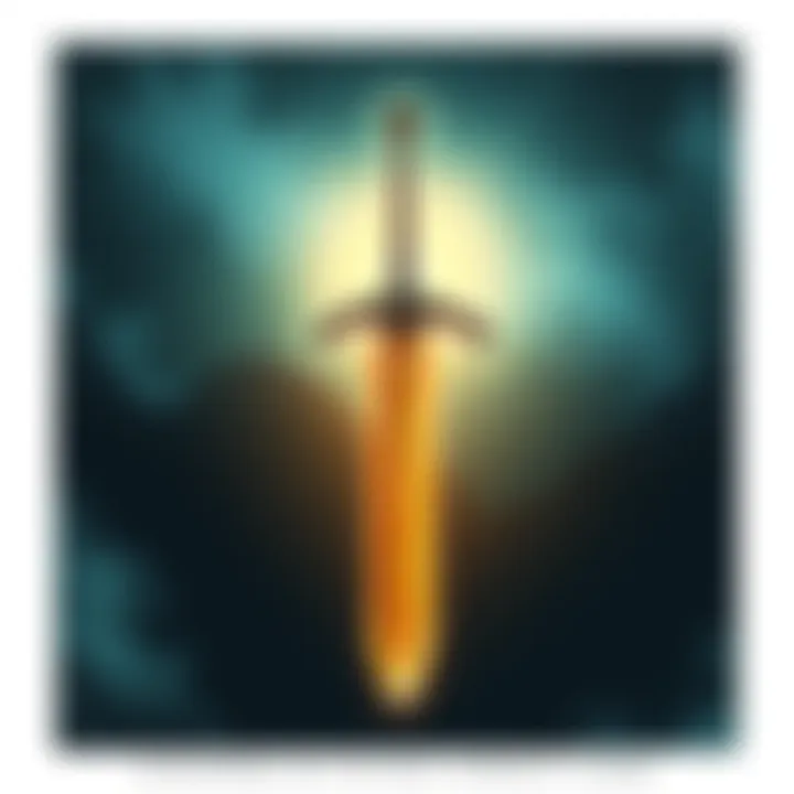 Illustration of Claíomh Solais, the legendary sword associated with Nuada Airgetlamh, shining brightly in a mythical setting.