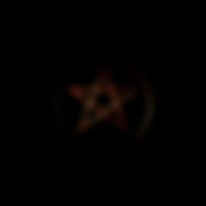 A pentagram with a dark background, representing the symbol often associated with Satanism, surrounded by shadows to convey a sense of mystery.