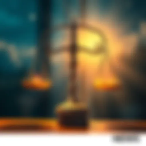 A balance scale with light and dark sides symbolizing Karma's influence on actions and outcomes.