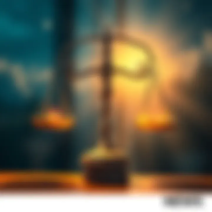A balance scale with light and dark sides symbolizing Karma's influence on actions and outcomes.