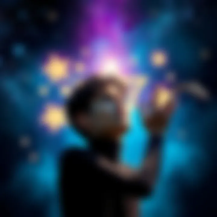 A person gazing at dream symbols surrounded by stars and a snake, representing a search for guidance from Lilith and a path to regain confidence.