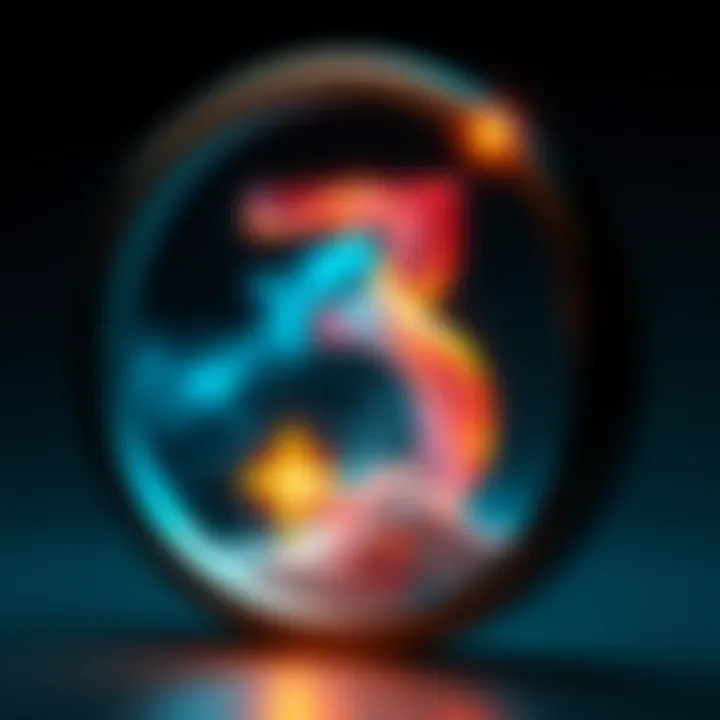 Representation of the number 3 in a circle symbolizing life stages with an image of a cross, indicating connection to faith and spirituality.