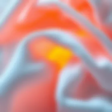 A close-up of polyester fabric with a subtle glow, representing energy levels and well-being.