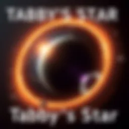 An artistic representation of Tabby's Star surrounded by a possible Dyson sphere, showcasing a star with a glowing halo and structures around it.