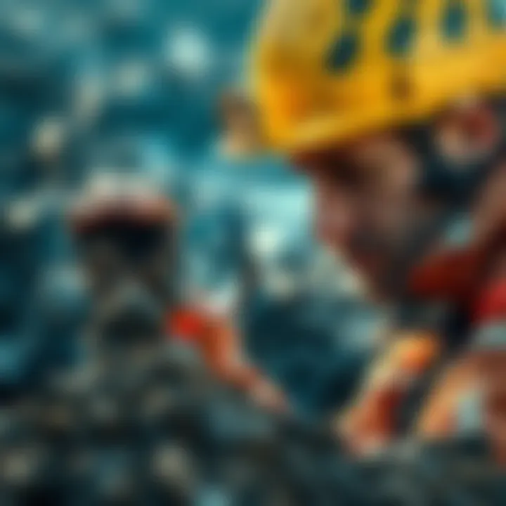 Critical Insights into Tailings Management on Gold Rush A miner analyzing tailings with a magnifying glass, showcasing the importance of resource recovery