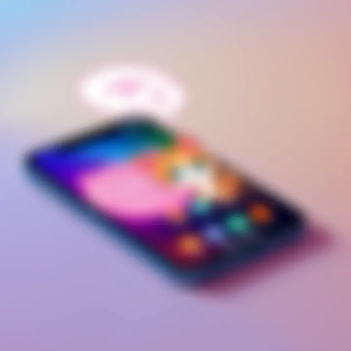 A smartphone displaying the Talking Angela app, showcasing a cartoon cat character with chat bubbles above, symbolizing concerns about child safety.