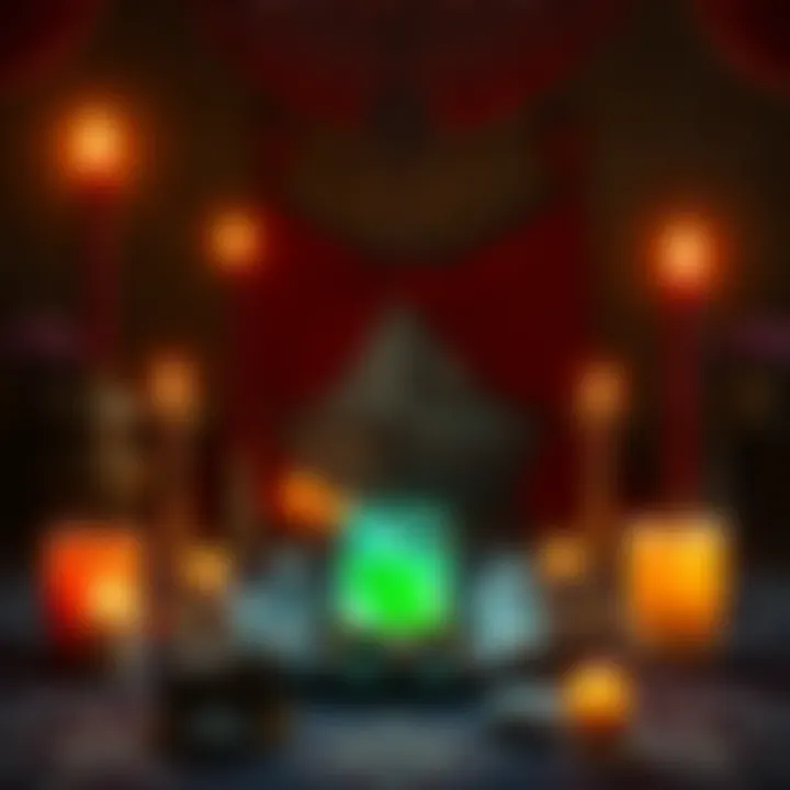 A Wiccan ritual scene showing a balance of masculine and feminine energies, with candles, crystals, and symbols representing Tantra and sex magick, set in a serene environment.