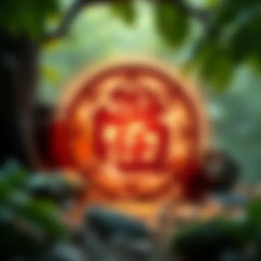 A Taoist symbol surrounded by serene nature, representing harmony and spirituality