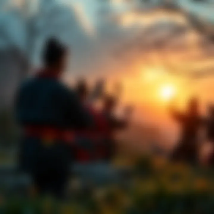 People participating in a Taoist practice session outdoors, surrounded by nature, adding to their understanding of Taoism.