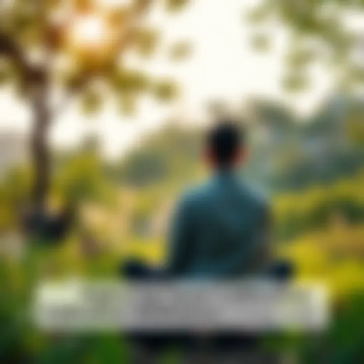 Person meditating in nature Individual practicing Taoist cultivation meditation outdoors surrounded by greenery