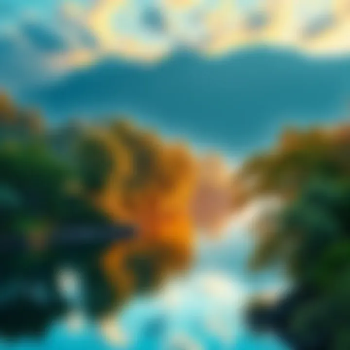 A serene landscape depicting a peaceful river and lush trees, symbolizing balance and inner joy in Taoist philosophy.