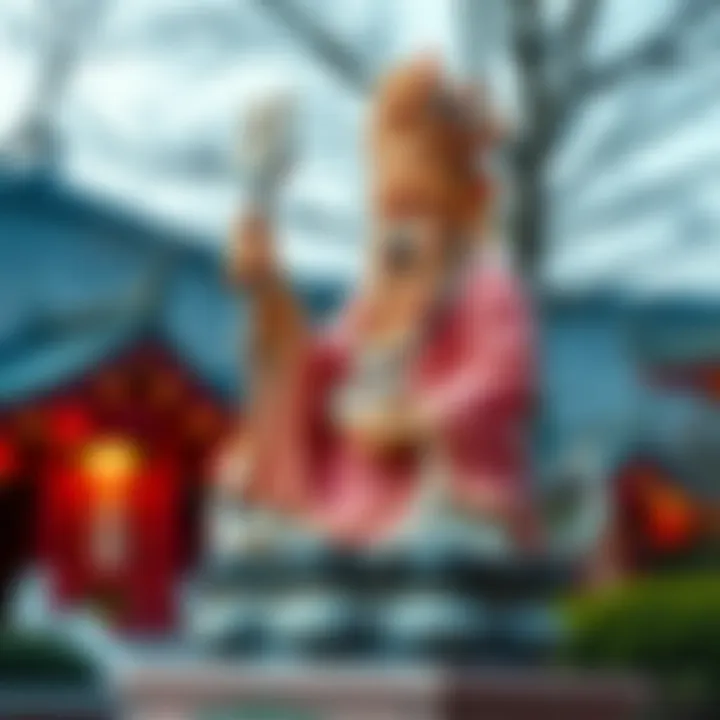 A beautifully crafted Taoist statue of Wang Ling Guan, known for protection against evil and misfortune, displayed in a serene environment.