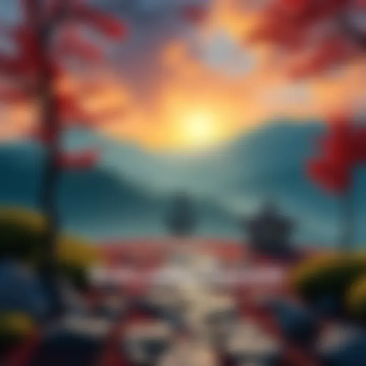 A serene representation of Taoism with symbols and a peaceful nature setting