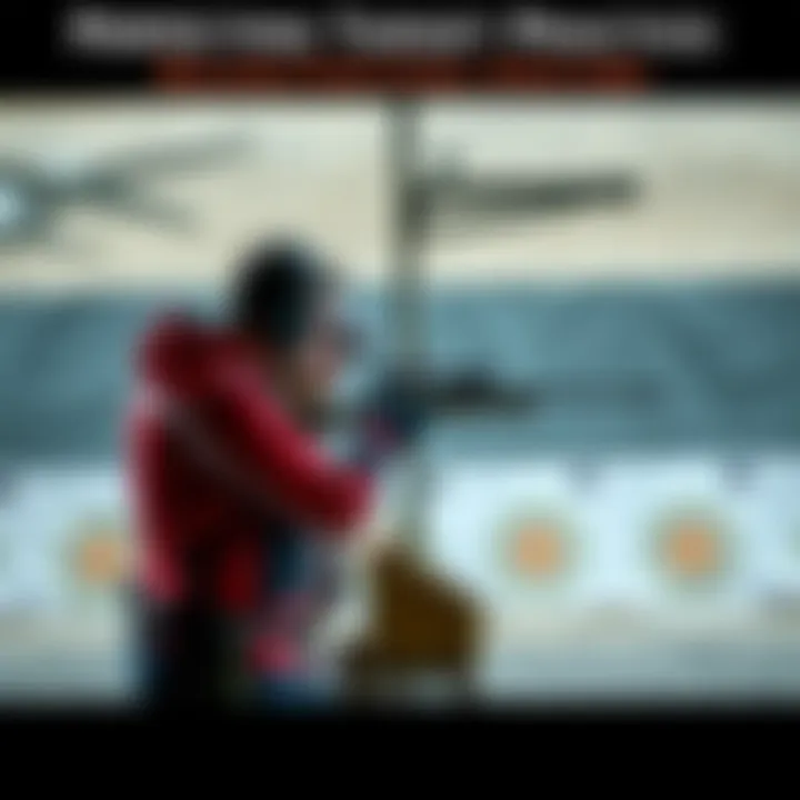 Two people collaborating on target practice at a shooting range with a stable structure in place