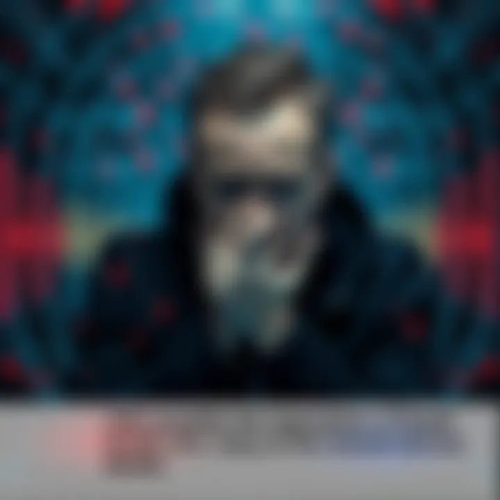 A person looking distressed while holding their head, surrounded by abstract sound waves and communication signals, reflecting the impact of V2K technology on mental health.