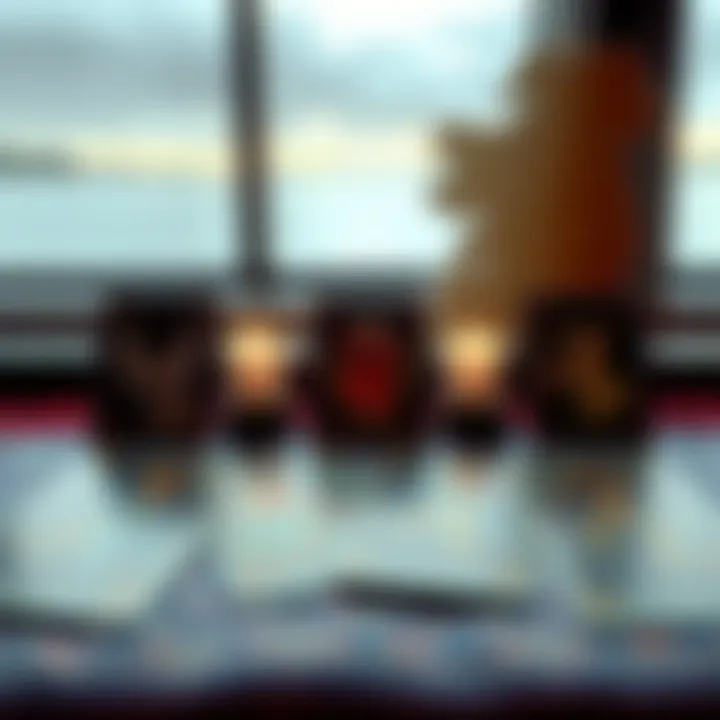 Five tarot cards laid out on a table with a map of Ireland in the background