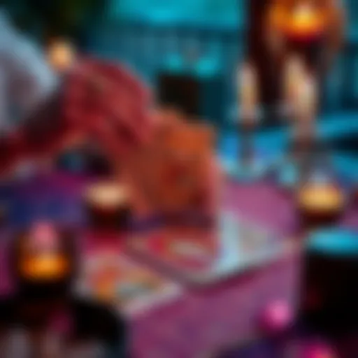 A set of three tarot cards displayed with a mystical background, inviting people to seek guidance through a reading.