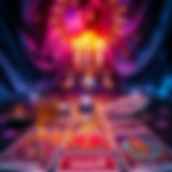 A mystical tarot card spread with vibrant colors and symbolic imagery