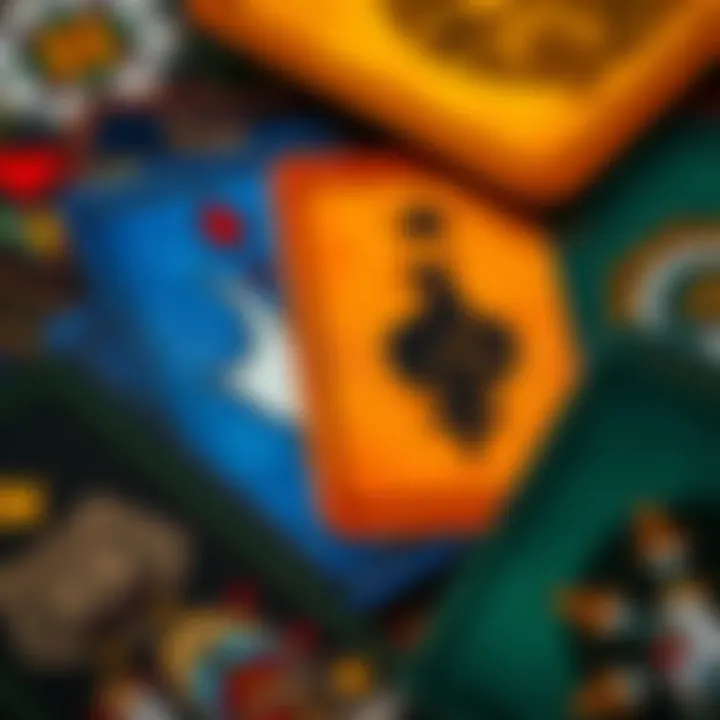 Close-up of tarot card backs showing different minor color variations