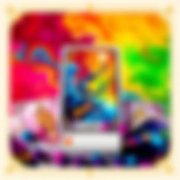 A tarot card featuring vibrant colors, surrounded by smaller cards and a comment box for color choices, symbolizing personalized readings.