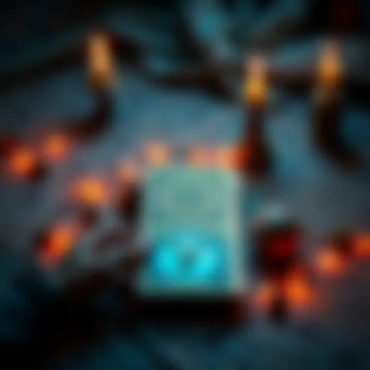 A captivating tarot card spread with mystical elements