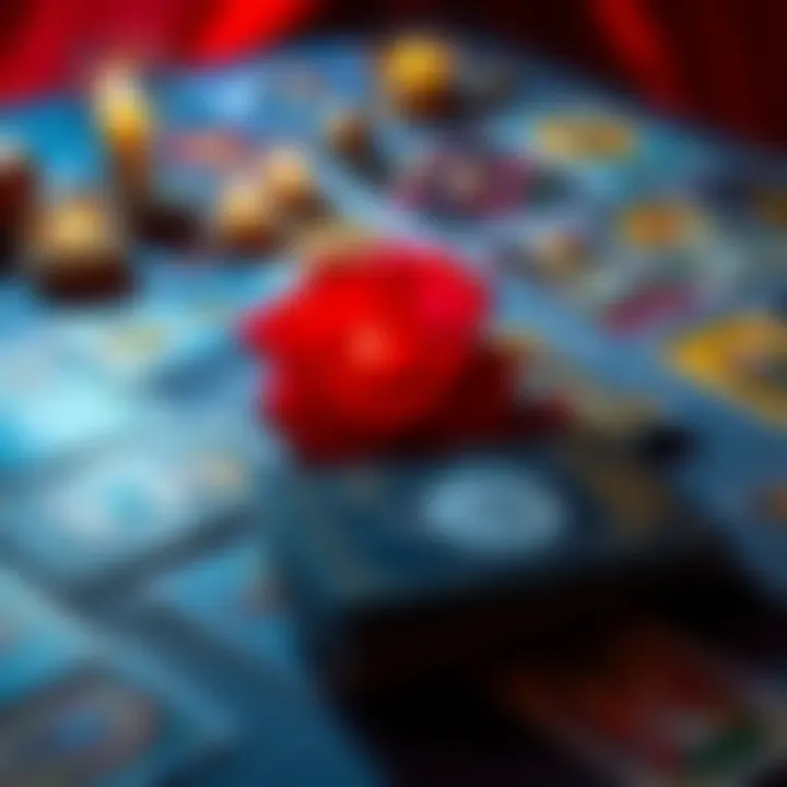 A colorful spread of tarot cards on a table, inviting people to join for free readings.