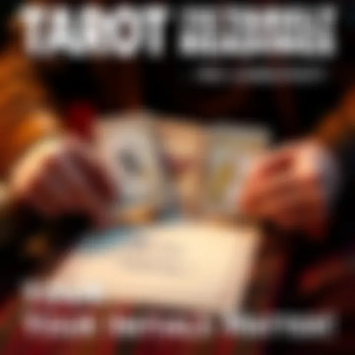 A person holding tarot cards with initials and a question written on a piece of paper in front of them.