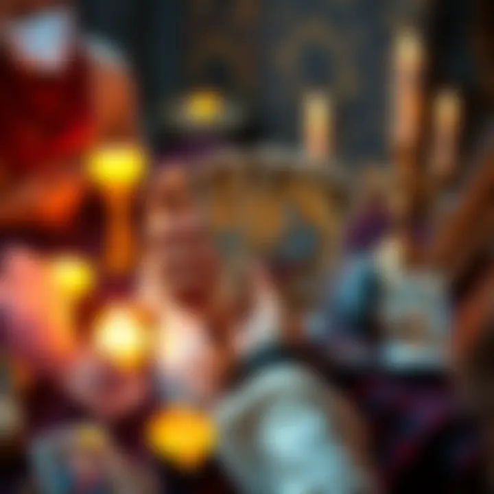 A person holding tarot cards with a question in mind, surrounded by crystals and candles, showing the tarot reading atmosphere.