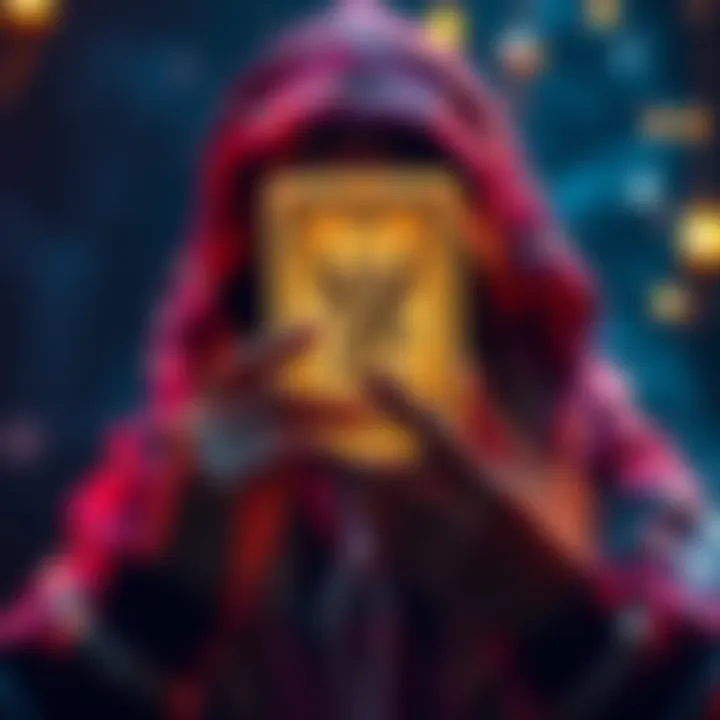 A person holding a tarot card with a mystical background, representing insight into their ex's feelings.