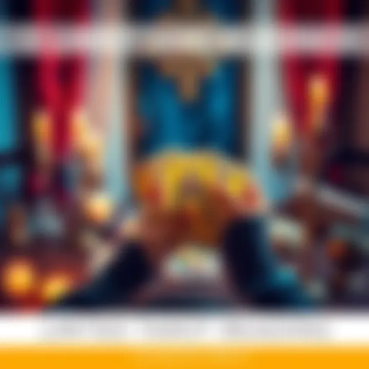 Tarot Card Reading A person holding Tarot cards with a table and candles in a cozy setting