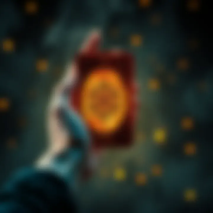 A hand holding a tarot card with a mystical design, symbolizing a free one card tarot reading.