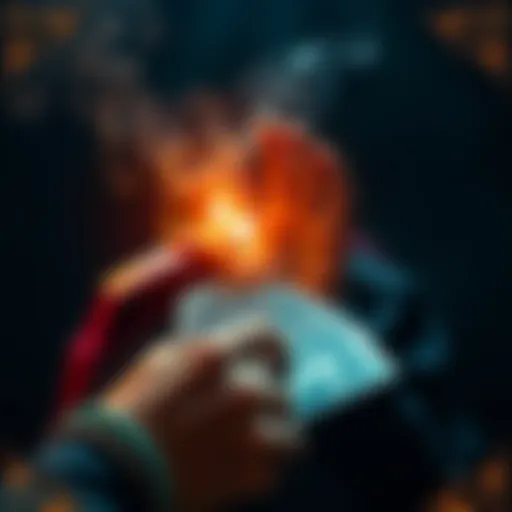 A person shuffling tarot cards with a mystical background, ready to give readings.