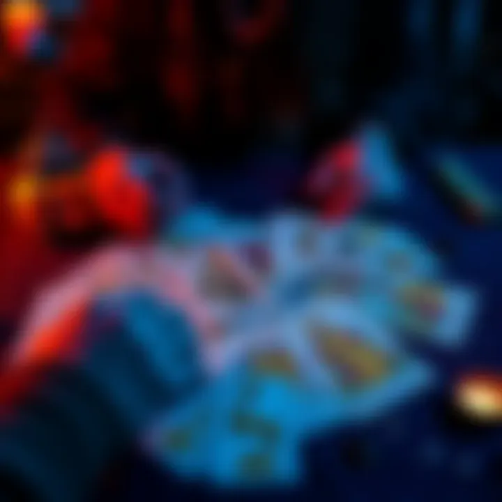 A person offering tarot card readings with a deck of cards spread out on a table