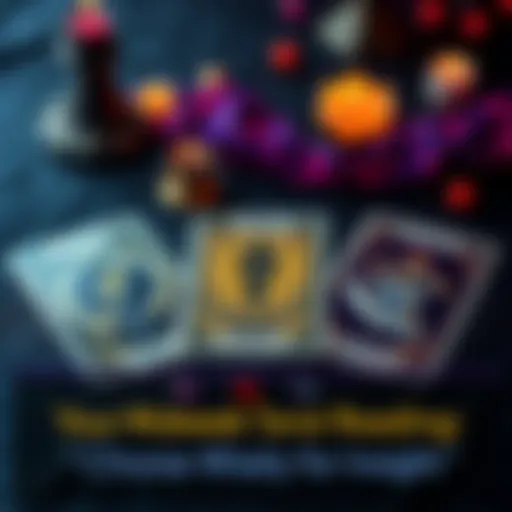 Three tarot cards laid out on a table for midweek reading selection, inviting participants to choose one for personalized insight.