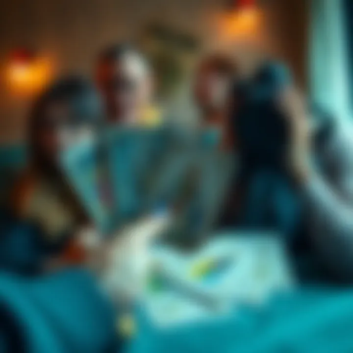 A person holding tarot cards with two friends in the background looking concerned, symbolizing trust issues in a friendship.