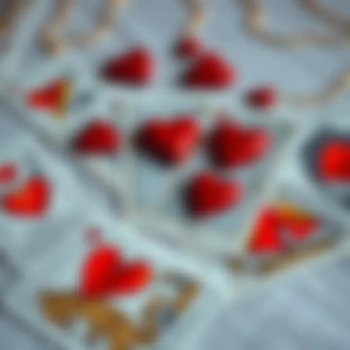 Tarot Cards and Hearts A set of tarot cards laid out with heart symbols, representing emotional and physical attraction insights.