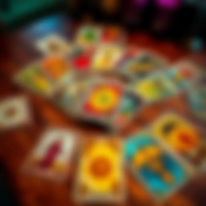 A colorful spread of tarot cards on a wooden table, symbolizing positive insights after an audition in New Orleans.
