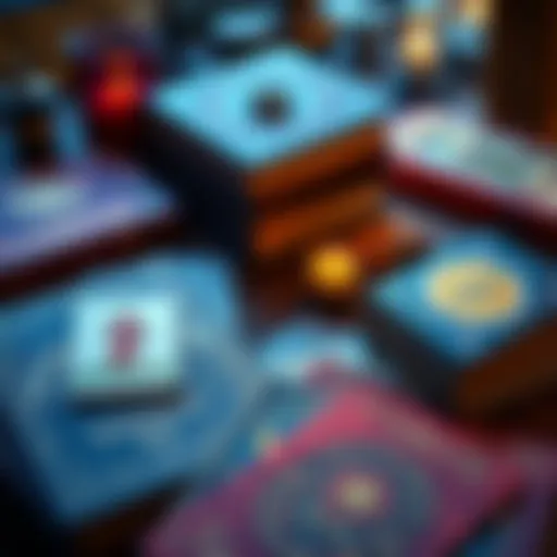 A collection of tarot cards next to beginner tarot books and a video tutorial on a table