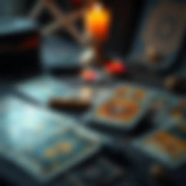 A set of tarot cards laid out on a table, inviting exploration and readings.