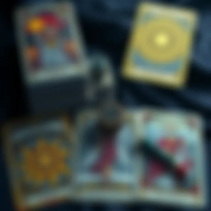 A display of Major Arcana Tarot cards featuring elemental symbols and connections to the King James Bible.