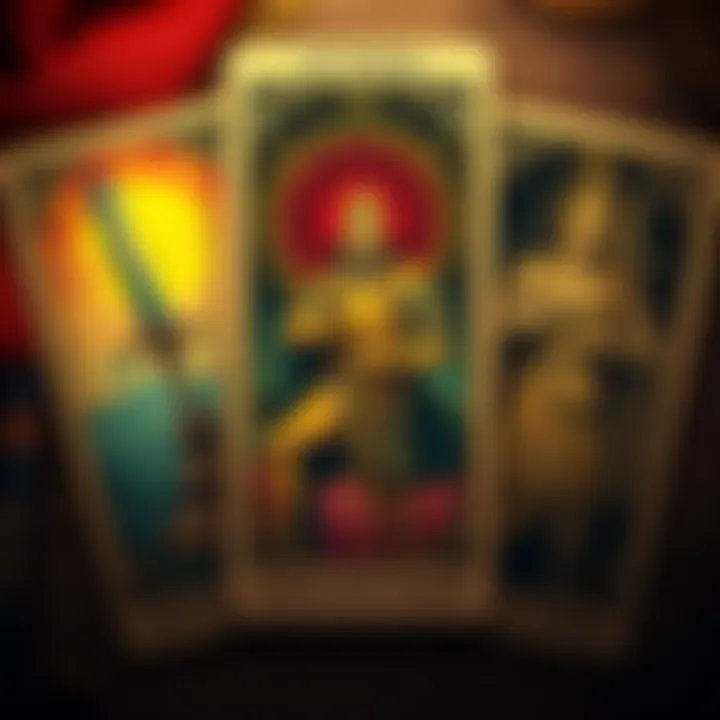 Tarot Cards for Friendship A tarot card spread featuring the 10 of Swords, Knight of Cups, and Knight of Wands, symbolizing friendship dynamics with tension and hope